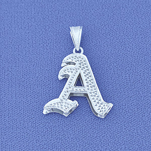 Sterling Silver Old English Initial Pendant or Necklace