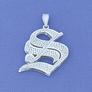 Sterling Silver Old English Initial Pendant or Necklace