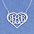 Sterling Silver 3 Initials Heart Monogram Necklace 1 inch wide SM56C