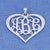 Silver 3 Initials Heart Monogram Pendant 1 1-4 inch Wide SM57