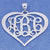 Silver 3 Initials Heart Monogram Pendant 1 1-2 inch Wide SM58