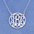 Silver 3 Initials Circle Monogram Necklace 3-4 inch Diameter SM41C