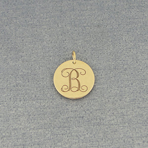 1 inch Engravable 14K Gold Monogram Disc Charm Necklace