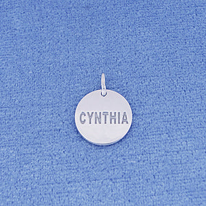 Silver Name Engraved 1-2 Inch Disc Charm Pendant SC_04
