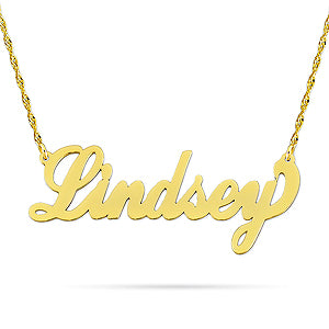 10-14kt Small Size Gold Script Name Necklace NN04