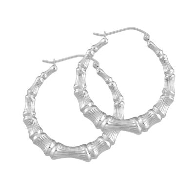 Sterling Silver Lightweight Round Bamboo Earrings Door Knocker Hoops 3-8 Inch Wide
