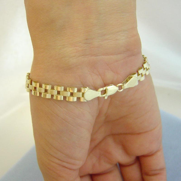 Steel bracelet - U-links in gold and silver coloured hue, 6 mm