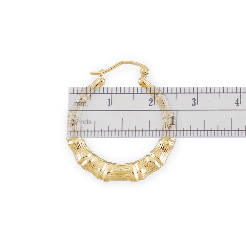 1 inch 10kt gold round bamboo earrings