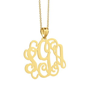Custom 10k solid gold 3 initial monogram pendant 1 inch