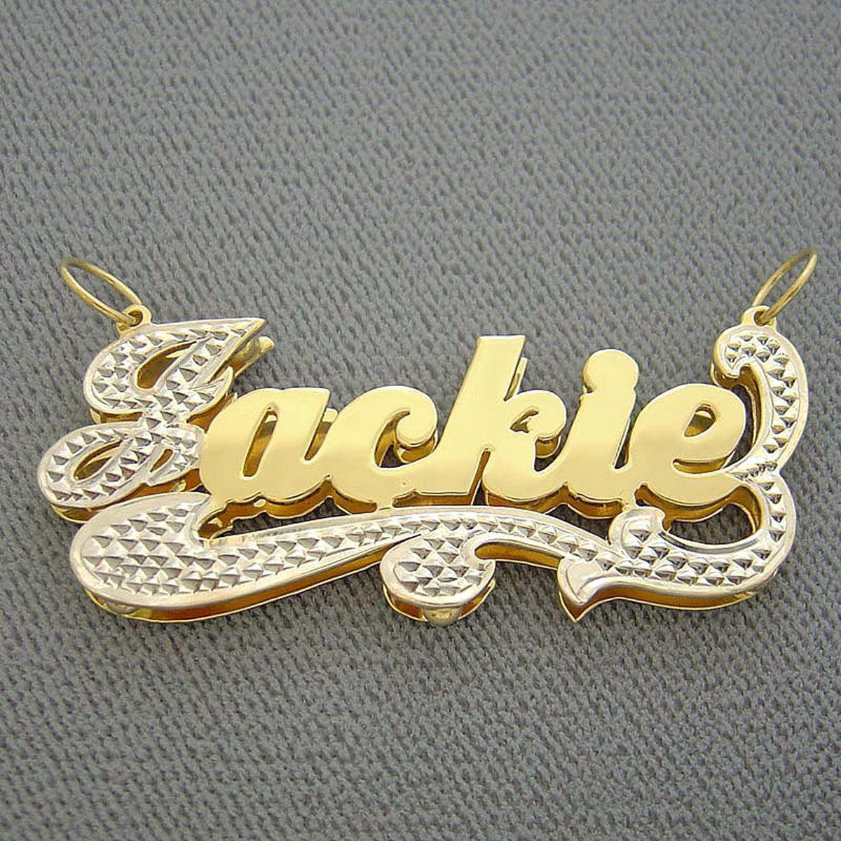 Personalized Jewelry Diamond Name Pendant Charm Solid 10k or 14k gold 2 Tone Fine Jewelry ND17