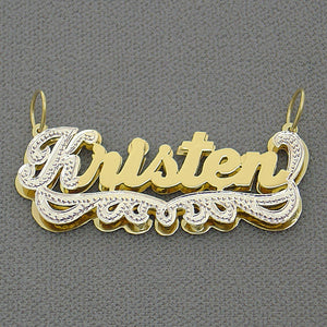 solid 10k gold double plate custom name charm