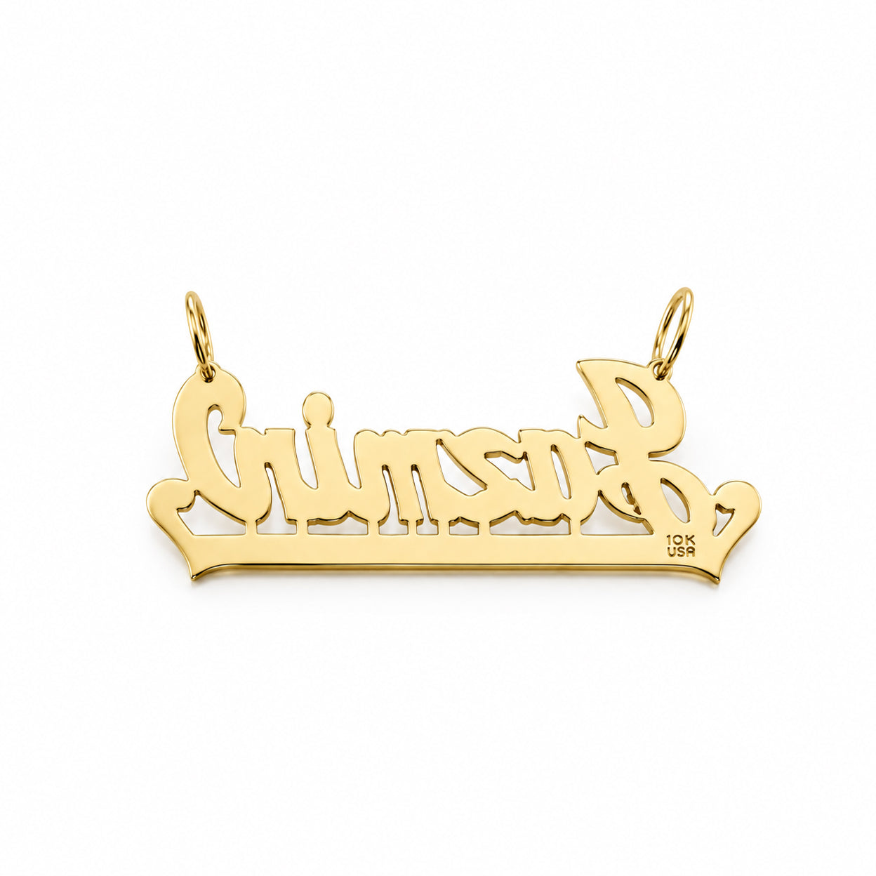Back side of the name pendant yellow 10k stamp.