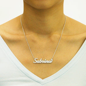 14k Gold Personalized Genuine Diamonds Name Necklace Cursive Font Customized Nameplate Fine Jewelry