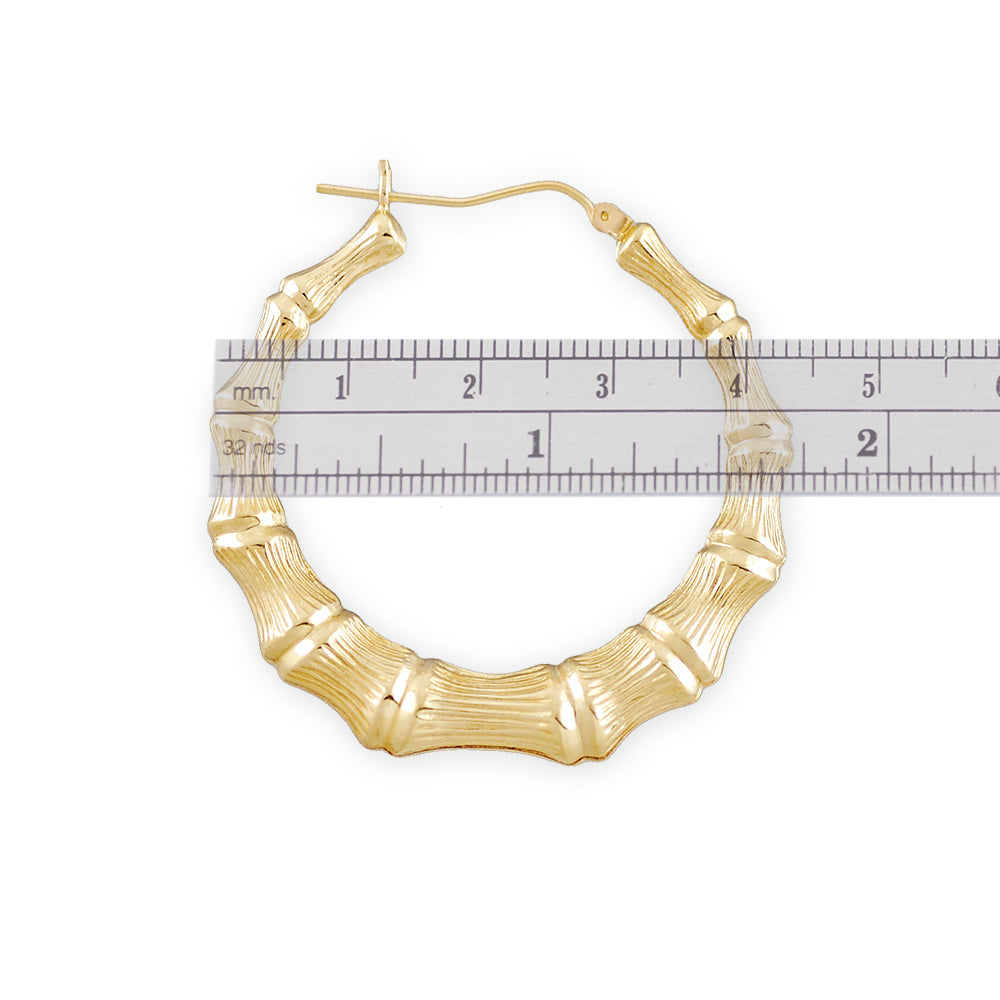 A pair of gold bamboo hoop earrings 43 mm