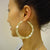 Large 10K Real Gold Hollow Round Door Knocker Bamboo Hoop Earrings 3 Inches GB16