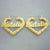 10k Real Gold Thin Heart Bamboo Personalized Diamond Cut Name Earrings 1.6 Inches