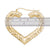 10K Yellow Real Gold Puffy Heart Bamboo Hoop Earrings 2.2 Inches Wide.