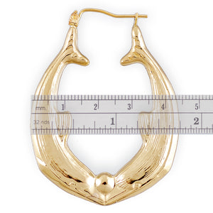 Side profile of 10K gold dolphin bamboo door knocker earring showing snap closure