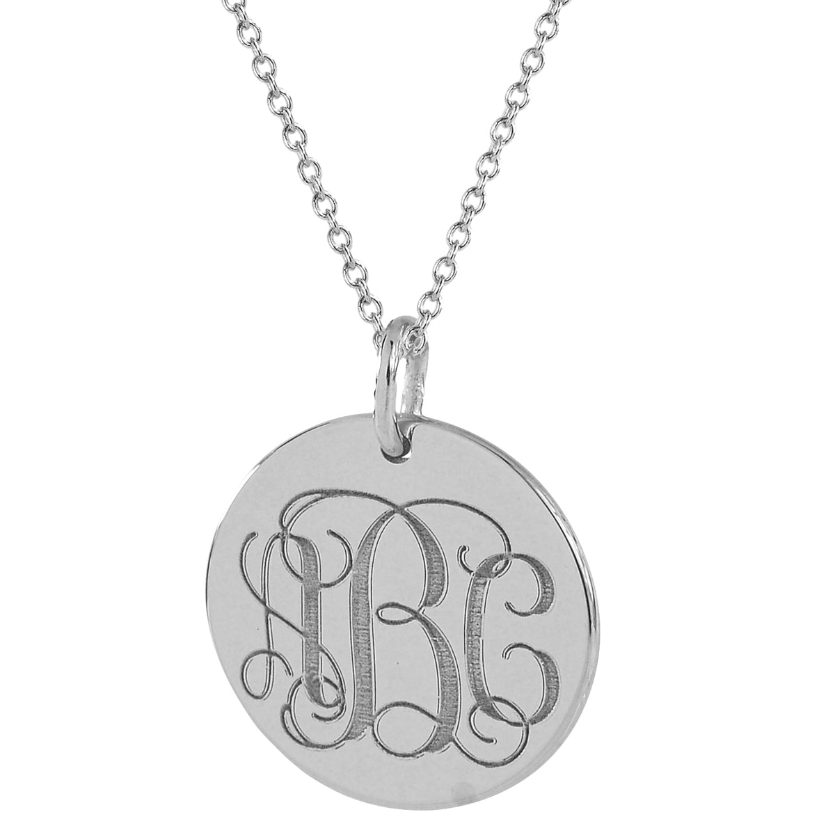 Solid Gold 10k or 14k Deep Laser Engraved 3 Initials Monogram Half Inch Disc Charm Pendant