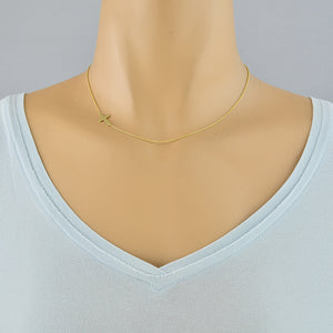 solid gold sideways cross necklace