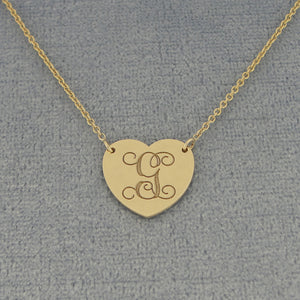 Custom Solid Gold Single Initial Heart Monogram Necklace