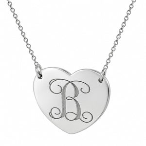 Custom Solid Gold Single Initial Heart Monogram Necklace