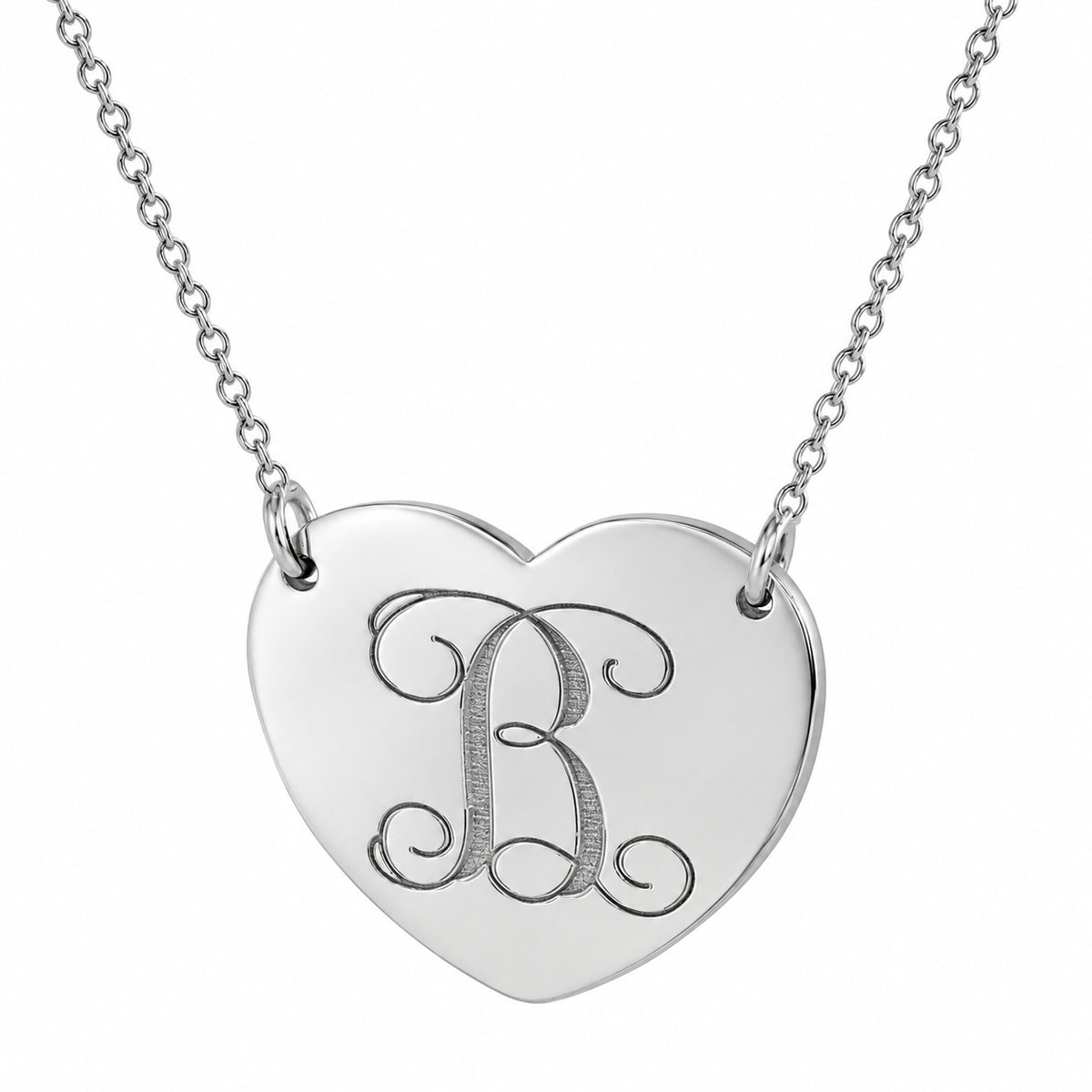 Custom Solid Gold Single Initial Heart Monogram Necklace