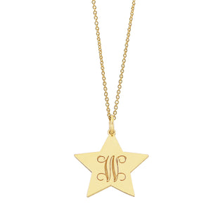 High-precision laser engraved monogram initial on solid gold star disc