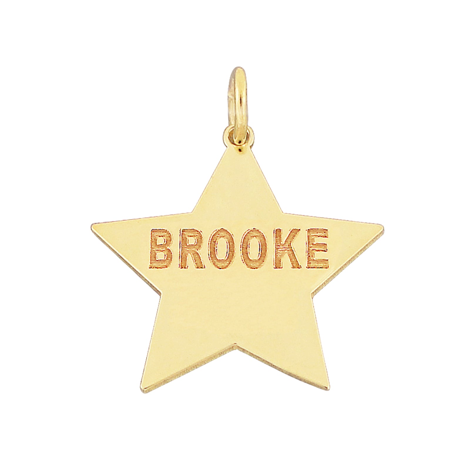 Solid Gold Personalized Name Laser Engraved Star Disc Charm Pendant Minimal Fine Jewelry
