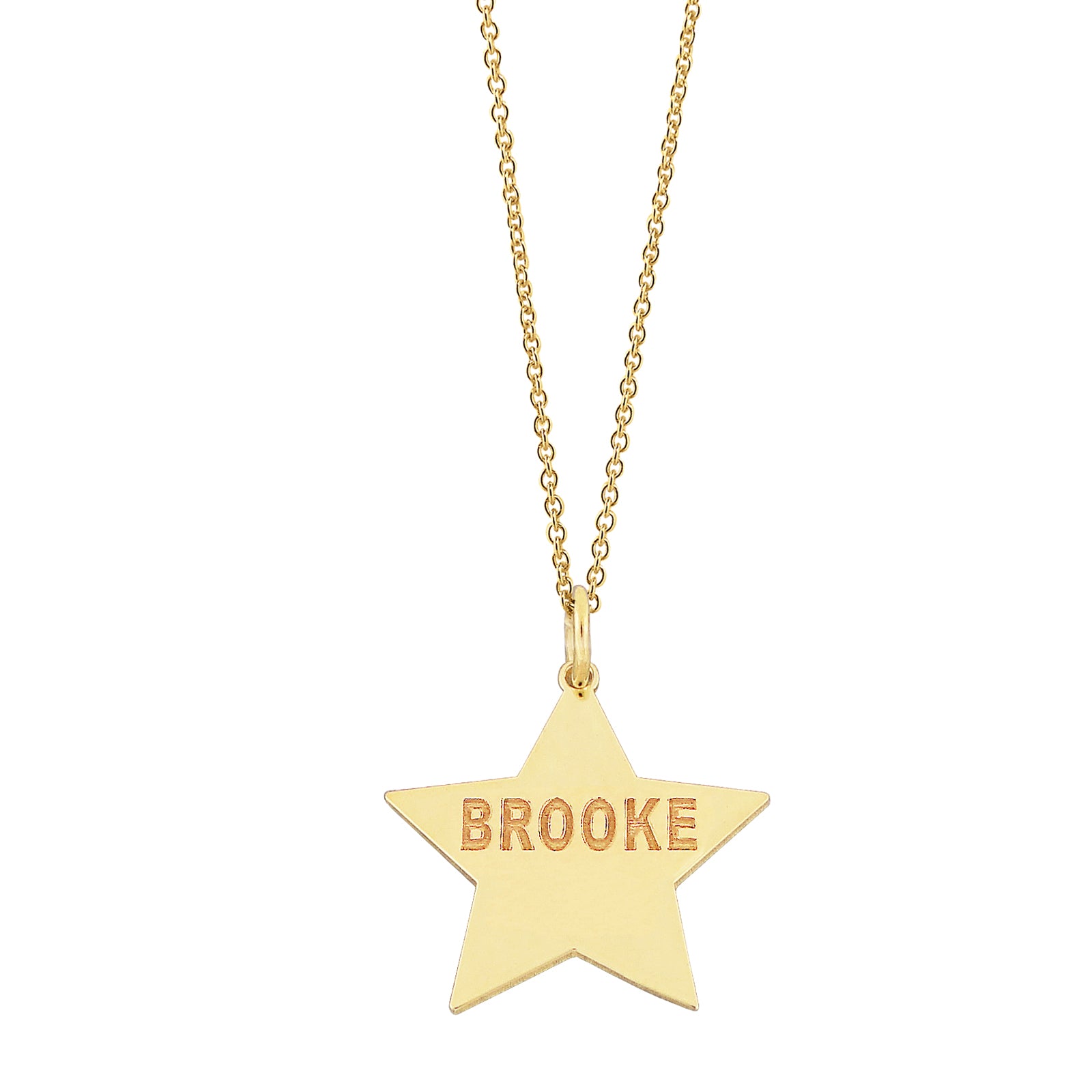 Solid Gold Personalized Name Laser Engraved Star Disc Charm Pendant Minimal Fine Jewelry