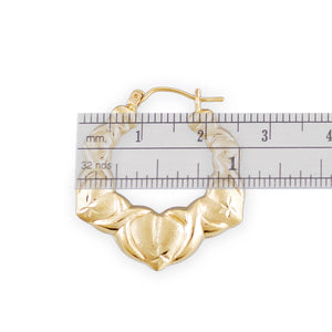 1-inch measurement chart for 10K yellow gold XO heart door knocker earrings