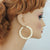 10k Gold Twisted Round Diamond Cuts Door Knocker Hollow Hoop Earrings 2 Inches