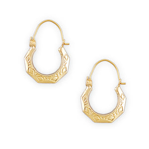 Pair of baby 10k yellow gold puffy hollow doorknocker drop earrings
