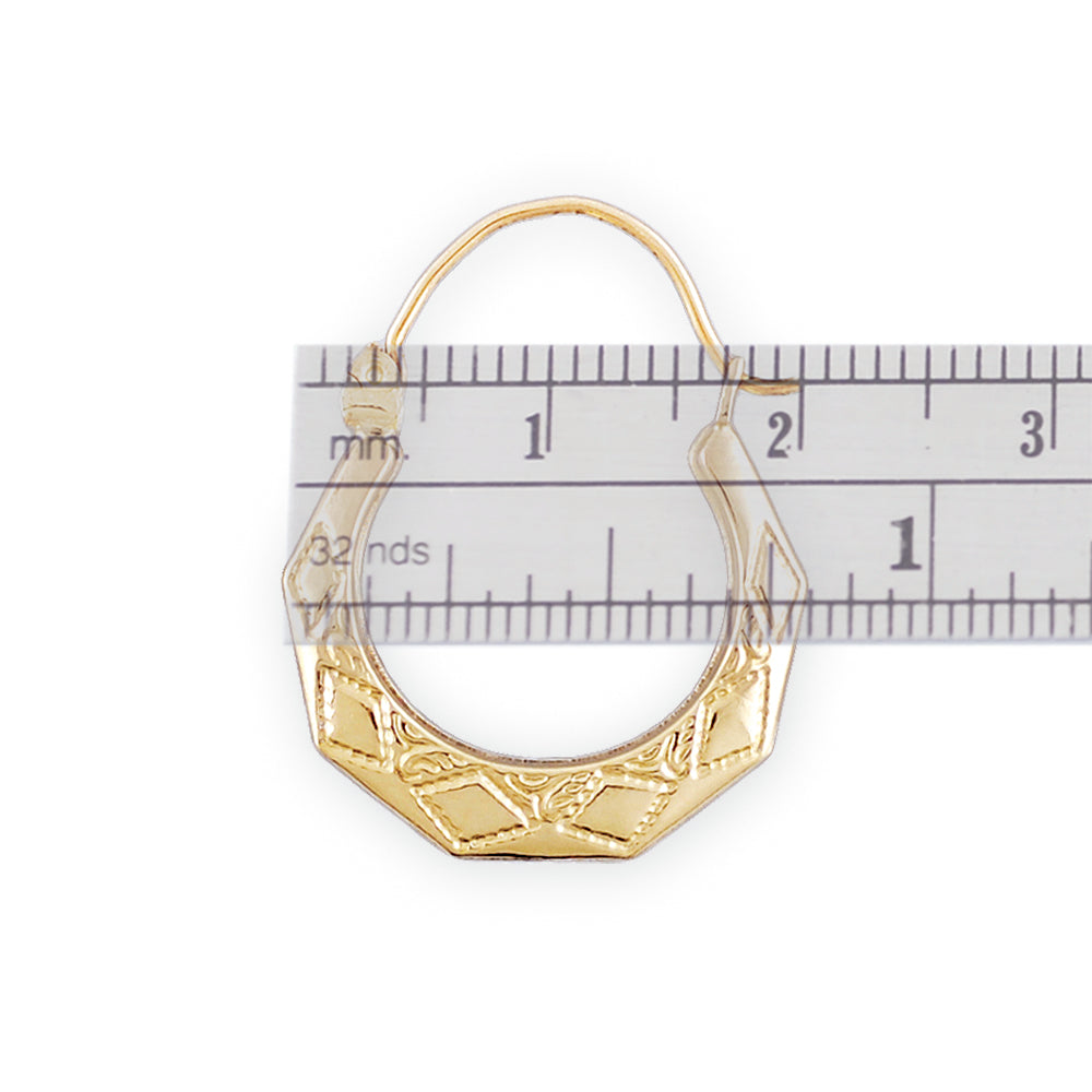 Small 10kt Gold Hollow Door knocker Drop Down Earrings 0.75 inch Wide