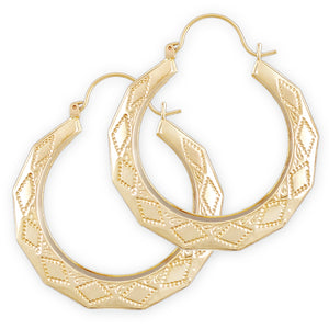 Pair of 10K yellow gold puffy hollow doorknocker drop earrings 1.5 inch