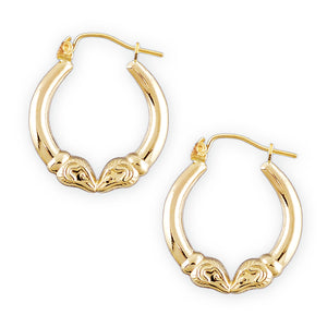 Small 10k yellow gold 2 ram heads door knocker earrings 0.75 inch
