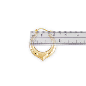 Size measurement diagram showing 7/8 inch height and width for 10K gold heart door knocker earrings