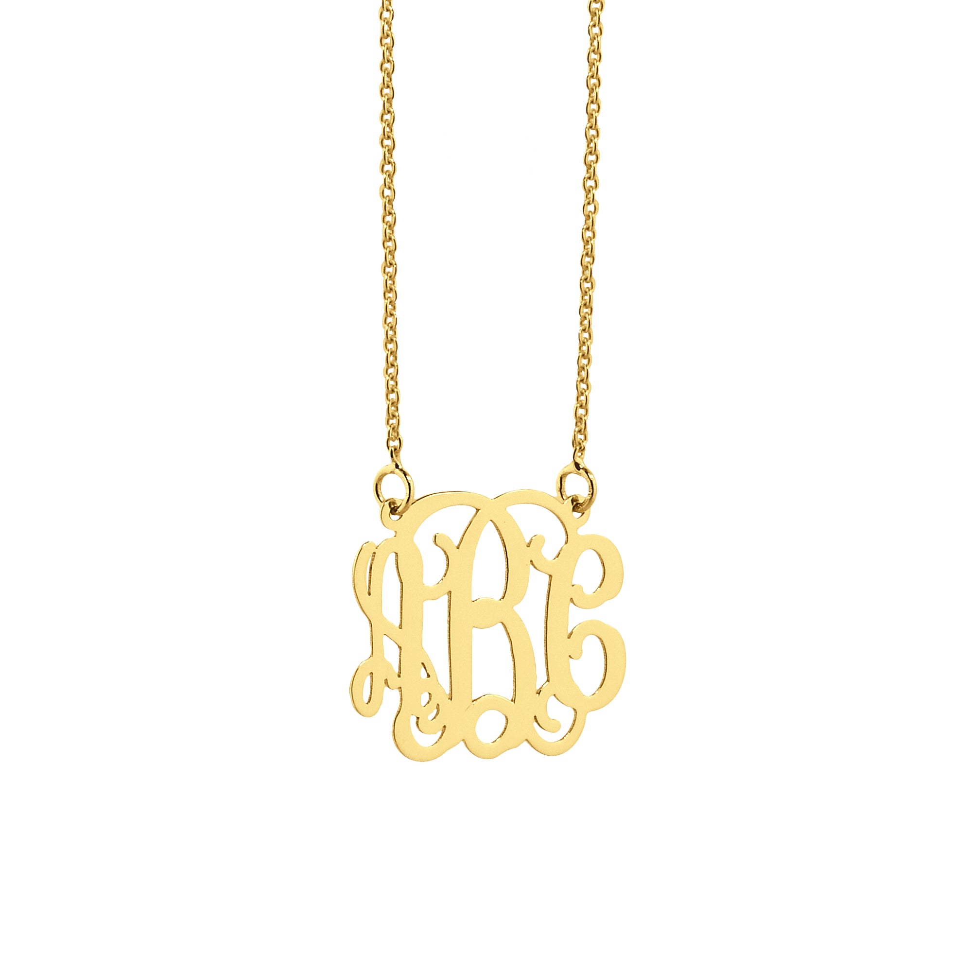 Extra Small 10k or 14k Solid Gold Mini 3 Initials Customized Monogram Necklace 0.6 Inch Personalized Fine Jewelry