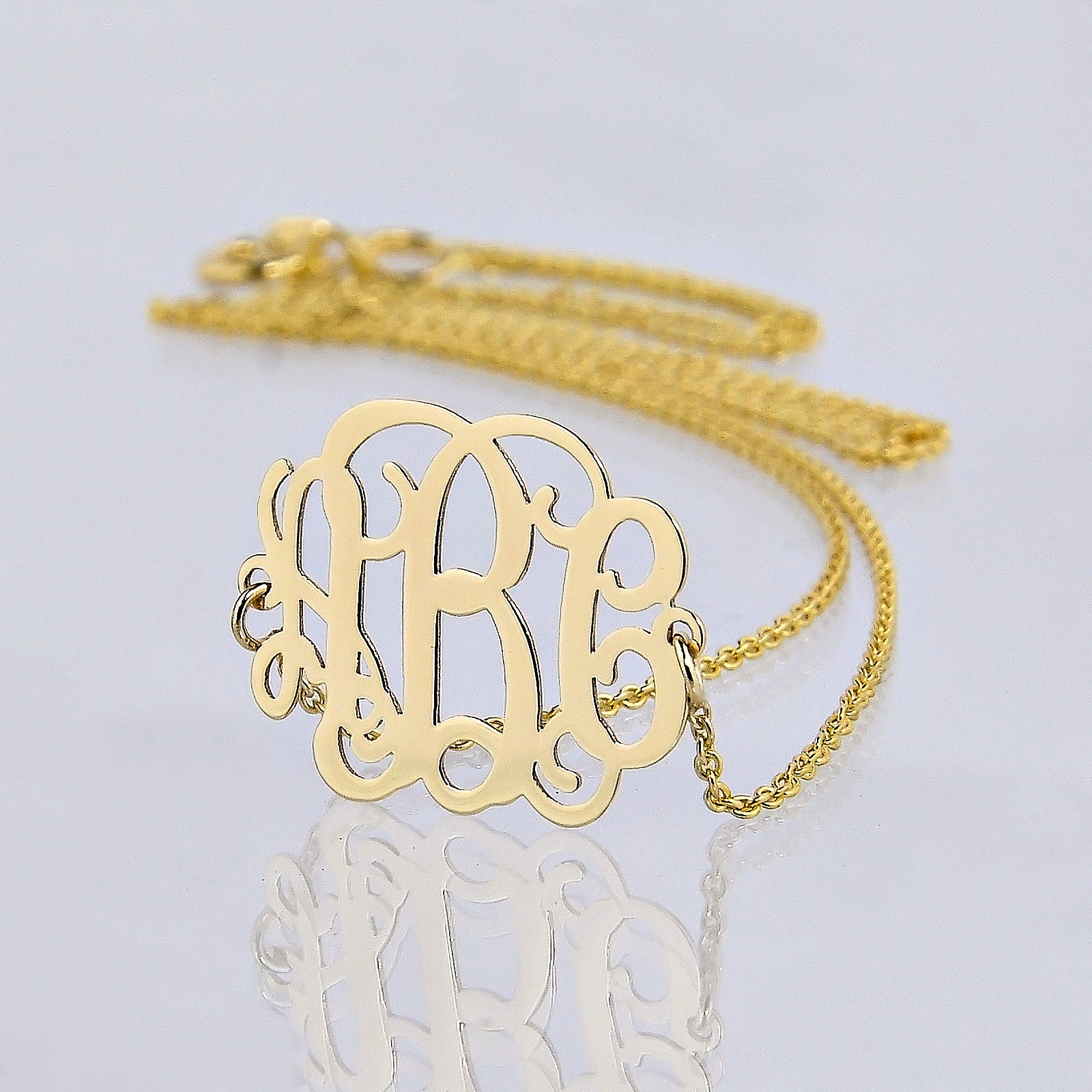 Extra Small 10k or 14k Solid Gold 3 Initials Monogram Mini Sideway Necklace 0.6 Inch Personalized Minimal Fine Jewelry GM29E