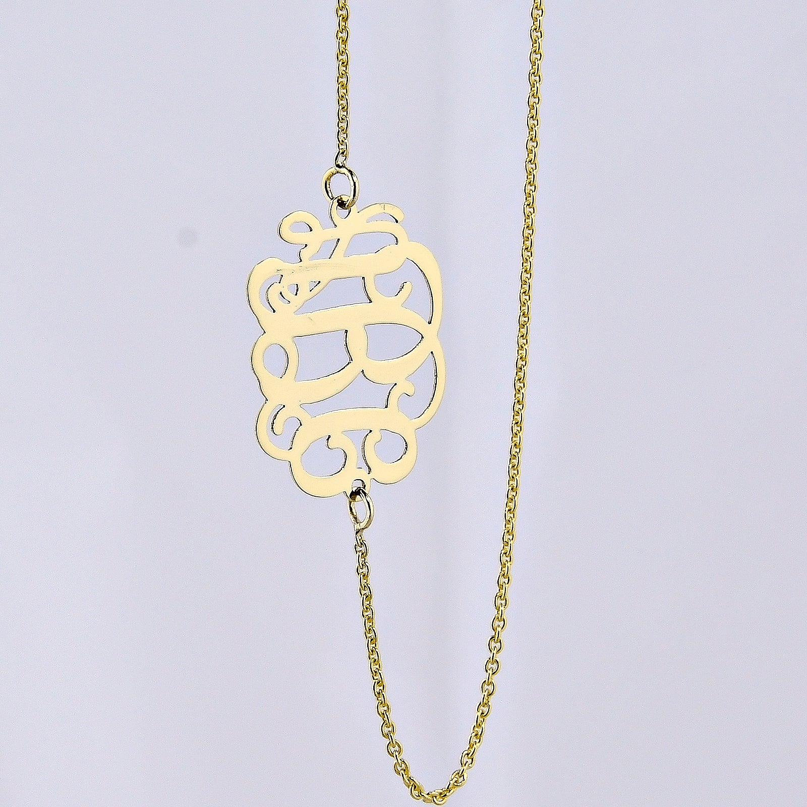 Extra Small 10k or 14k Solid Gold 3 Initials Monogram Mini Sideway Necklace 0.6 Inch Personalized Minimal Fine Jewelry GM29E