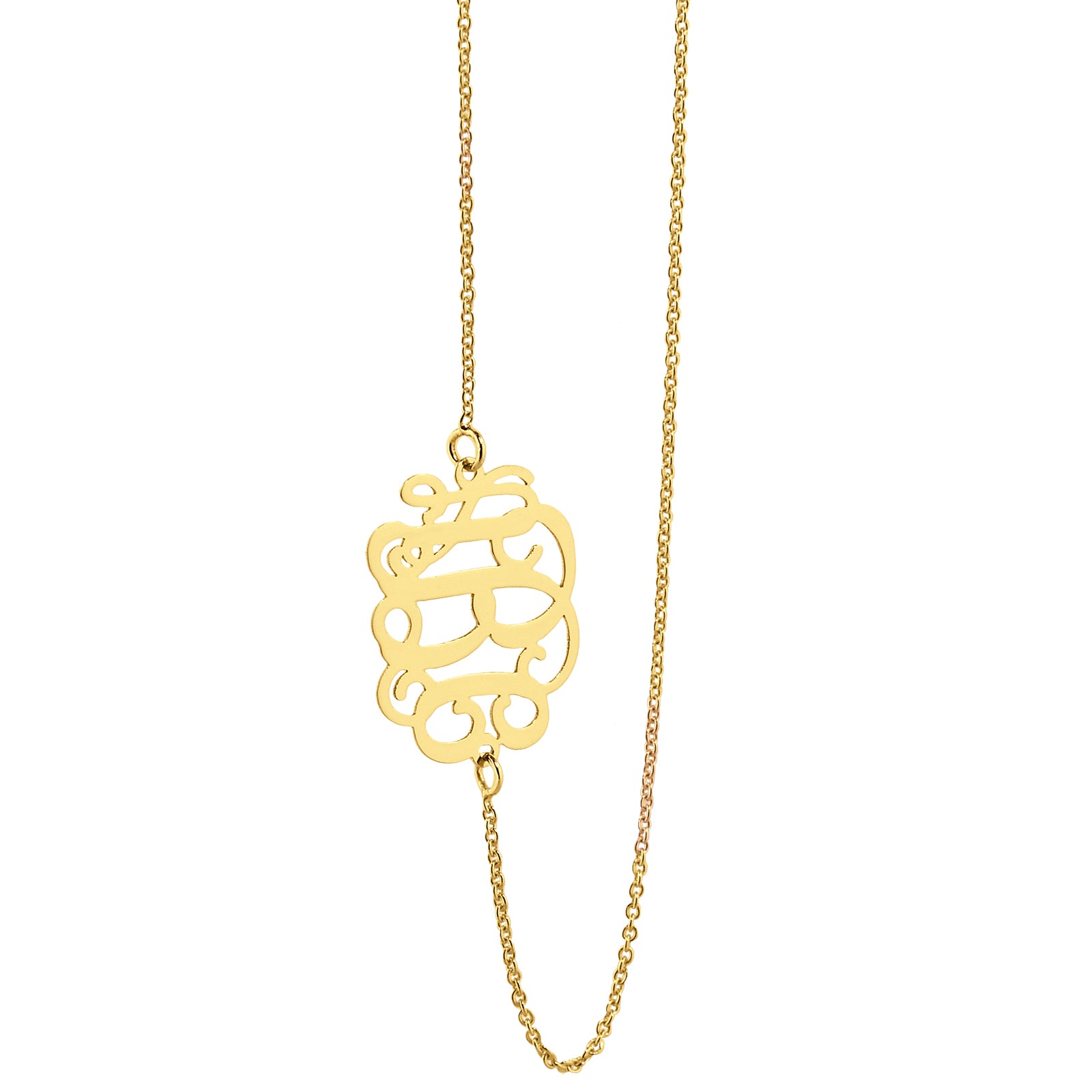 Extra Small 10k or 14k Solid Gold 3 Initials Monogram Mini Sideway Necklace 0.6 Inch Personalized Minimal Fine Jewelry GM29E