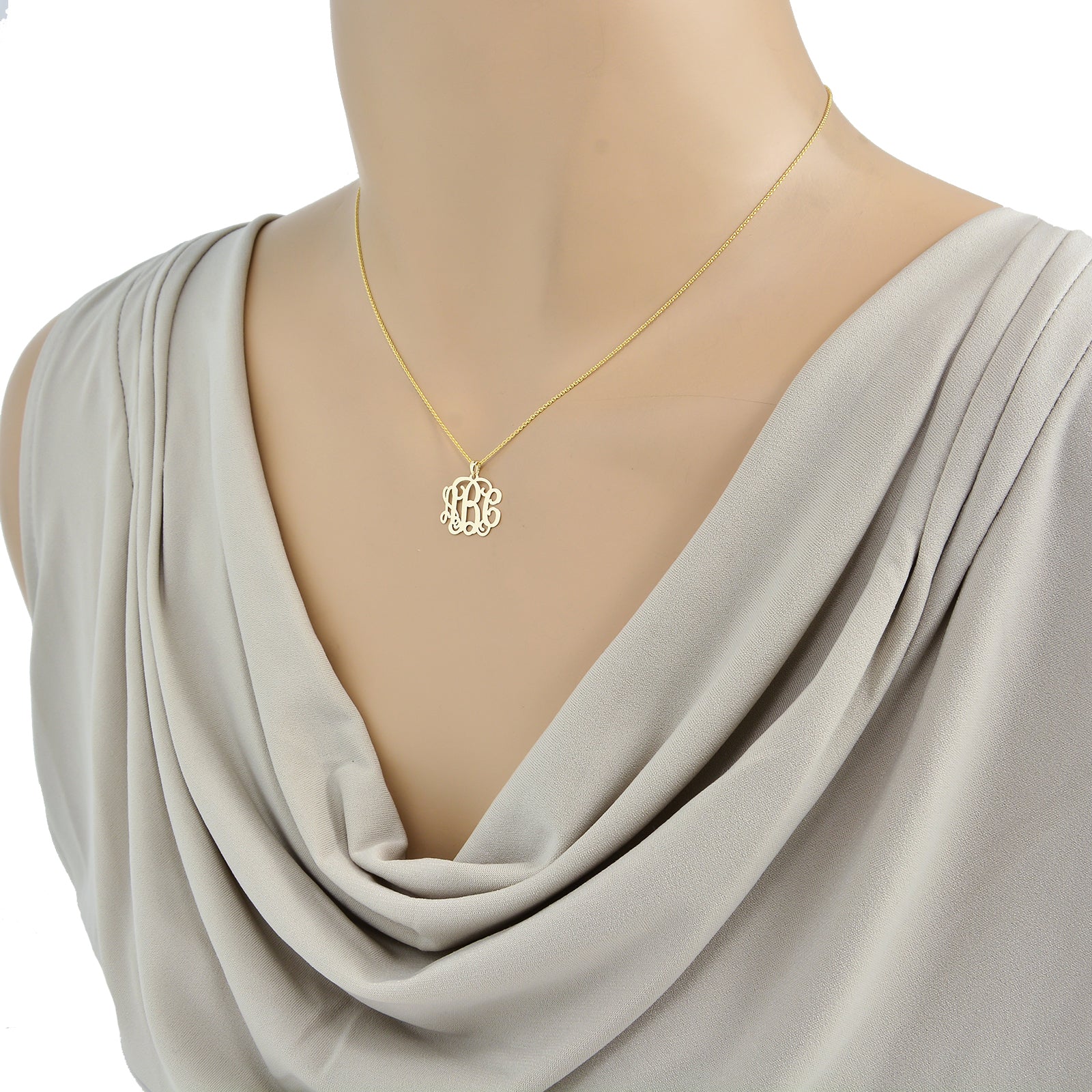 Extra Small 10k or 14k Solid Gold Mini 3 Initials Monogram Pendant 0.6 Inch Personalized Minimal Jewelry