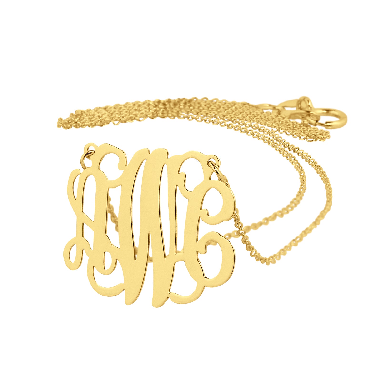 Small Solid 10k or 14k Gold Initials Monogram Necklace inch Personalized Fine Jewelry