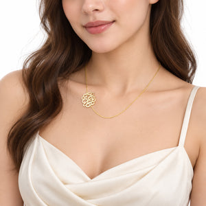 Solid 10K & 14K Gold 3-Initial Sideway Monogram Necklace (1 Inch)