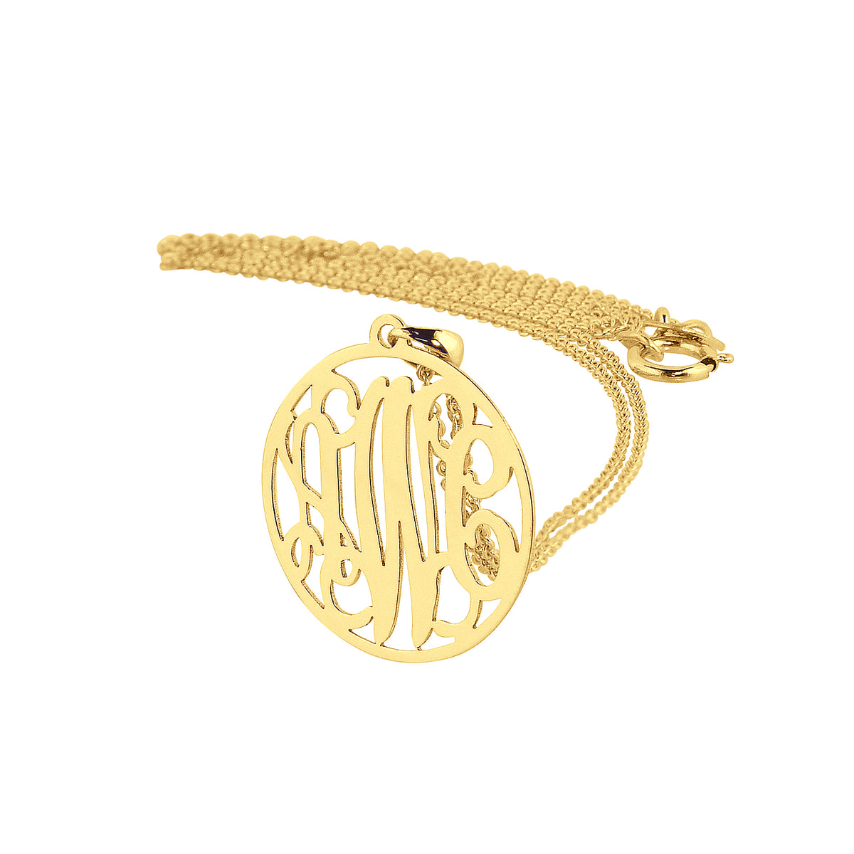 Small Solid 10k or 14k Gold 3 Initials Circle Monogram Pendant 5/8 inch Minimal Fine Jewelry