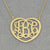 10k-14k Gold 3 Initials Heart Monogram Necklace 1 inch Wide GM52C