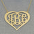 Solid 10k or 14k Gold 3 Initials Customized Heart Monogram Necklace 1.25 inch Personalized Fine Jewelry
