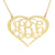 Solid 10k or 14k Gold 3 Initials Customized Heart Monogram Necklace 1.25 inch Personalized Fine Jewelry
