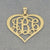 Solid 10k or 14k Gold 3 Initials Heart Customized Monogram Pendant 1.25 Inch Personalized Fine Jewelry