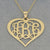 Solid 10k or 14k Gold 3 Initials Heart Customized Monogram Pendant 1.25 Inch Personalized Fine Jewelry